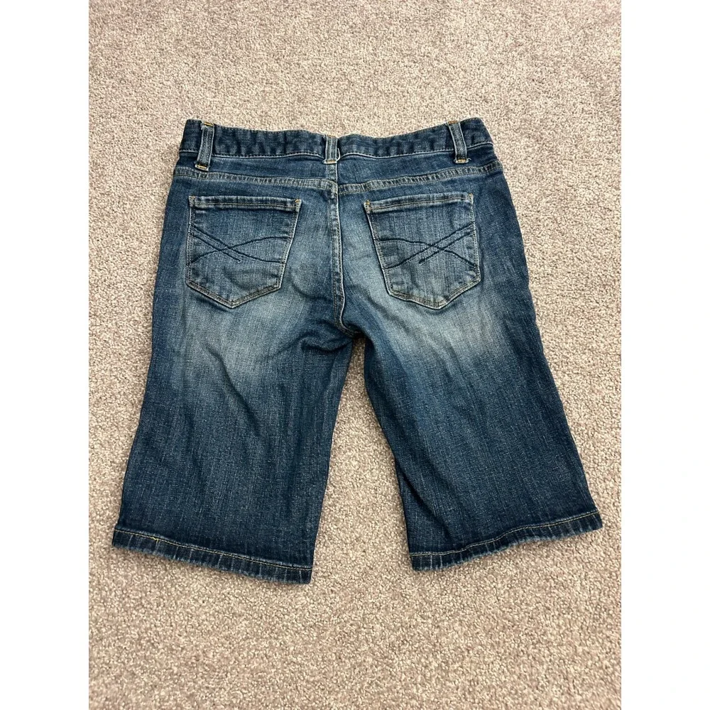 Aeropostale Denim Shorts Womens XS 1/2 Blue Excellent Bermuda Dark Wash Stretch